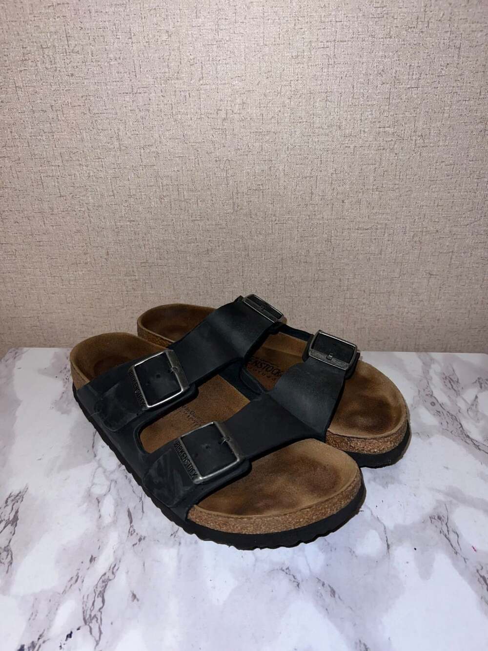 Birkenstock Arizona Sandals Size 39 Black Oiled Leather